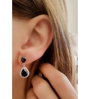 Sky Diamond Black 925 ayar Gümüş Lüks Damla Küpe