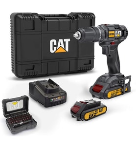 Cat Dx155.1Set 18 Volt/2.0Ah Li-Ion Çift Akülü Profesyonel Şarjlı Darbeli Matkap + Da01901 32 Parça (Çok Renkli)