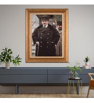 Altın Varaklı Çerçeveli Paspartulu Atatürk Tablo z5011 (Gold)