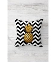 Gold Ananas Desenli Çift Tarafı Baskılı Gizli Fermuarlı Yastık Kılıfı Kırlent Koltuk Yastık Kılıfı (Siyah)
