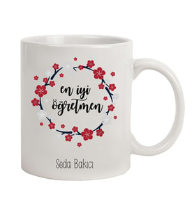 Kişiye Özel Kupa Bardak - En İyi Öğretmen Çiçekli