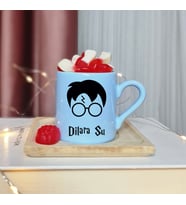 Harry Potter Tasarımlı Kişiye Özel Mavi Türk Kahvesi Fincan