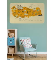 Eğitici Ve Öğretici Cocuk Odası Türkiye Haritası Duvar Sticker-60x105-3872