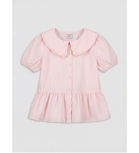 LCW Kids Pembe Bebe Yaka Kız Çocuk Peplum Gömlek