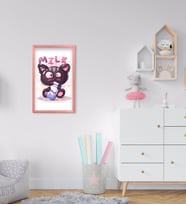 BK Home Sevimli Kedi Tasarımlı Dekoratif Pembe Ahşap Çerçeveli Çocuk Odası Tablo-3