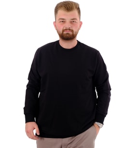 Mode XL Büyük Beden Erkek Bisiklet Yaka Basic Sweatshirt U24174 Siyah