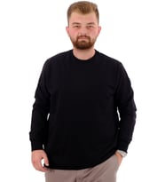Mode XL Büyük Beden Erkek Bisiklet Yaka Basic Sweatshirt U24174 Siyah