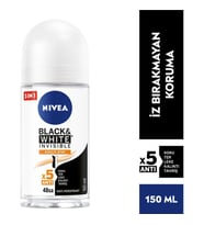 NIVEA Kadın Roll On Deodorant Black&White Invisible Güçlü Etki 50ml,Ter ve Ter Kokusuna Karşı 48 Saat Anti-perspirant Koruma