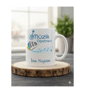 "Müzik Ögretmeni İsme Özel Ögretmenler Günü Özel Tasarım Kupa Bardak