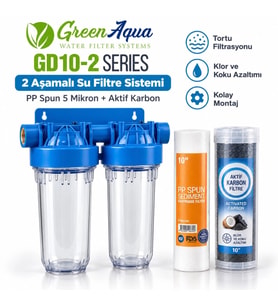 Green Aqua GD10-2 2 Aşamalı 10" Su Arıtma ve Filtre Sistemi – 1" Giriş / Çıkış