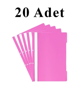 20 Adet A4 Pembe Telli Dosya 1 Paket Ekonomik Kaliteli Telli Dosya Ofis Büro Okul