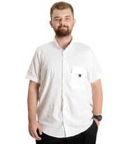 Mode XL Erkek Gömlek Gabardin Tek Cep 22363 Beyaz