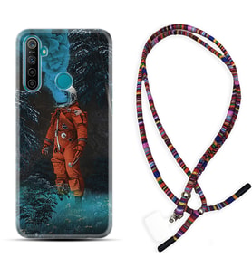 Realme 5i 5 Pro 6i 7 Pro 8 Kılıf Boyun Asklı Rasta Silikon Astronot Smoke 1769
