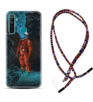 Realme 5i 5 Pro 6i 7 Pro 8 Kılıf Boyun Asklı Rasta Silikon Astronot Smoke 1769