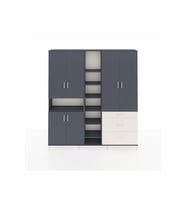 Arges Dolap 13 Raflı 3 Çekmeceli 6 Kapaklı 220x30x243 Antrasit-Antrasit/Aytaşı