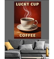 Lucky Cup Kahve Fincanı Dekoratif Kanvas - Mdf Ahşap Tablo