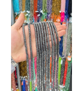 Hematit Taşı Rondela Kesim Parlak Füme 6x3mm Doğal Taş Dizi