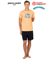 Pierre Cardin Paris Premium Erkek %100 Pamuk Baskılı Yazlık Rahat Kesim Şortlu Pijama Takımı