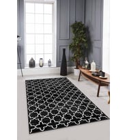 Siyah Spor Kaymaz Tabanlı Makinede Yıkanabilir Halı MO03 - 100 x 160 cm