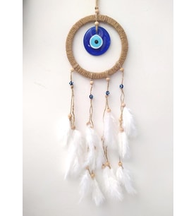 Hdmarketim Nazar Boncuklu Düş Kapanı Dreamcatcher Kuş Tüyü Duvar Süsü