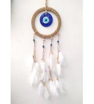 Hdmarketim Nazar Boncuklu Düş Kapanı Dreamcatcher Kuş Tüyü Duvar Süsü