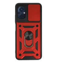 Poco M5 Kılıf Pars Lens Yüzüklü Silikon - Kırmızı