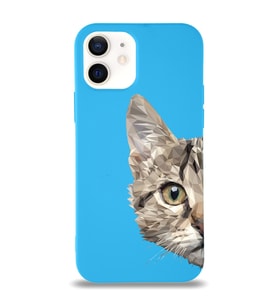 Apple iPhone 12 Mini Uyumlu Lansman Kılıf Catface Tasarımlı Altı Kapalı İçi Kadife Kaplı  Kapak (Şeffaf)