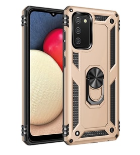 Newface Samsung Galaxy A03S Kılıf Sofya Yüzüklü Silikon Kapak - Gold