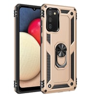 Newface Samsung Galaxy A03S Kılıf Sofya Yüzüklü Silikon Kapak - Gold