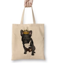 French Bulldog Artwork Bez Çanta Uzun Saplı