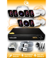 ELITCAM 8 Kameralı Kare 2 İç Kamera Set HDD'siz Full HD Gece Görüşlü Güvenlik Kamerası Sistemi