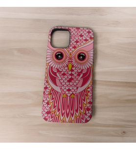 İphone 12 12 Pro Baykuş Baskılı Kaliteli Telefon Kılıfı (Pembe)