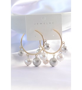 Pirinç Gümüş Renk Topçuk Model Gold Renk Halka Küpe