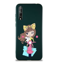 Huawei Y8P Soft Premier Kapak Vespagirl Tasarımlı Silikon Kılıf - Yeşil (Şeffaf)