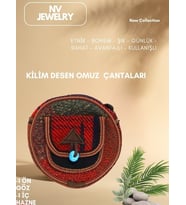 Kilim Desenli Yuvarlak Çanta