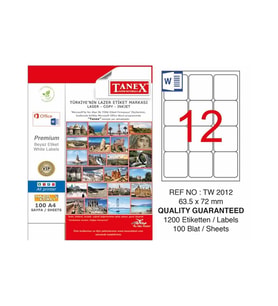 TANEX 63.5x72mm LASER ETİKET TW-2012