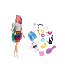 Barbie Leopar Desenli Saçlar Bebeği Grn81