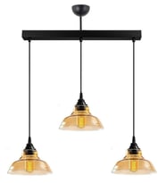 RİOLİGHT,VİNTAGE,RUSTİK,RETRO 3XE27 BAL CAMLI MASAÜSTÜ SARKIT AVİZE CAM ÇAPI:20CM TABAN UZUNLUK:60CM (Siyah)