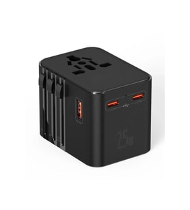25w Evrensel Seyahat Adaptörü, Eu/us/uk/au Priz Dönüştürücü, 1x Usb, 2x Type-c Hızlı Şarj