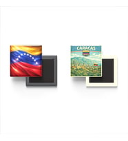 Buzdolap Magnetleri - Venezuela Bayrağı ve Caracas Retro Tema - 2'li Set Magneti