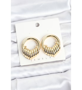 Tegan Pirinç Gold Renk Halka Sarmal Model Vintage Kadın Küpe TG27BKP11640 (Çok Renkli)