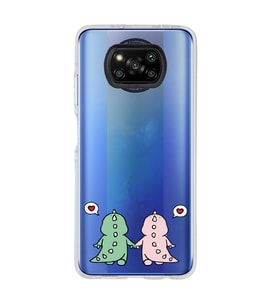 Poco X3 Pro / X3 NFC Uyumlu Kalpli Dinazor Çiftler Tasarımlı Şeffaf Telefon Kılıfı