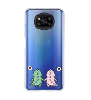 Poco X3 Pro / X3 NFC Uyumlu Kalpli Dinazor Çiftler Tasarımlı Şeffaf Telefon Kılıfı