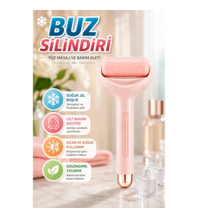 Soğuk Jel Başlıklı Buz Silindiri Yüz Masaj Aleti Cilt Bakım ve Soğuk Terapi Roller