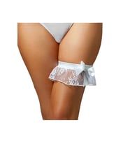 Anastasia Underwear Fantezi Kadın Gelinlik Altı String Külot ve Bacak Bantı - Beyaz (80757)