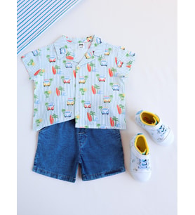 Civil Baby Erkek Bebek Araba Empirme 6-18 Ay Takım - Mavi