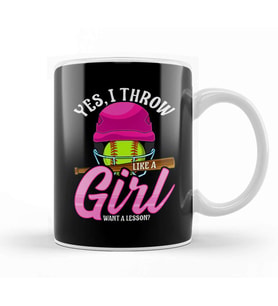 Funny Yes, I Throw Like a Girl Want a Lesson Kupa Bardak Porselen