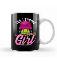 Funny Yes, I Throw Like a Girl Want a Lesson Kupa Bardak Porselen