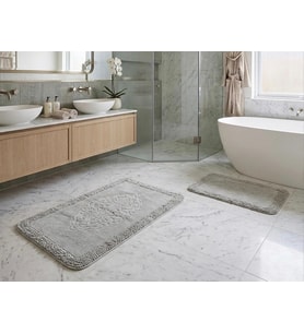 Royam Mevsim Home 2'li Set Banyo Halısı, Paspası %100 Pamuklu Kaymaz Taban Makarna Kenar Taş