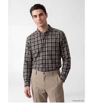 LCWAIKIKI Classic Bej Standart Kalıp Ekose Gabardin Erkek Gömlek